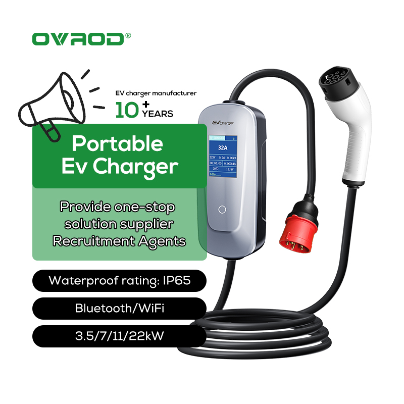 Type 2 Portable Ev Charger 11Kw Cee - Carregador Portátil Ovrod para Carro Elétrico